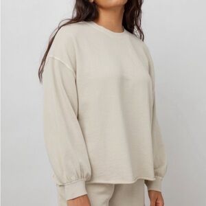 Rails Reeves drop sleeve cuffed oversized rolled hem Sweatshirt S Cream Pumice